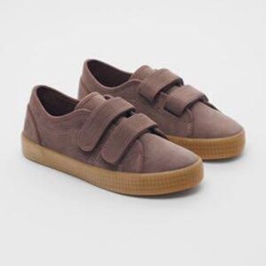 Zara Double Strap Mauve Purple Leather Sneakers Women's 37 Shoes Size 6-7